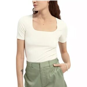Scotch & Soda Ribbed Tee Ecru White L NWT